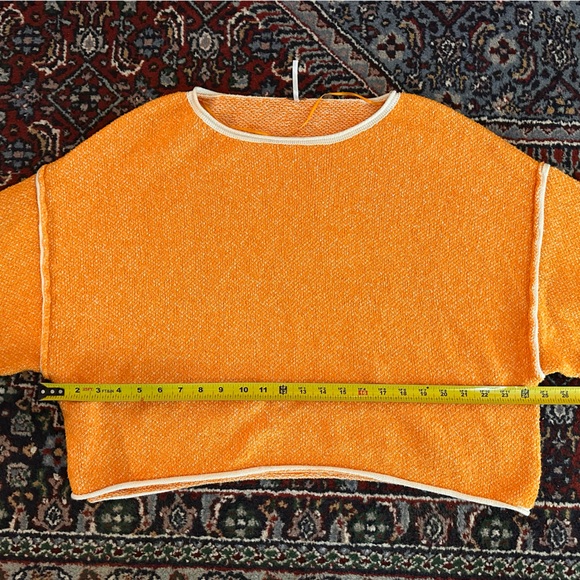Free People Bardot Cropped Sweater Orange Peel Combo Women’s M - Picture 5 of 8